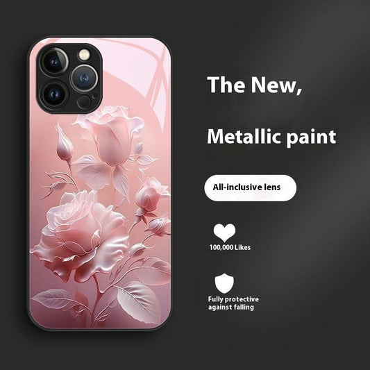 Blooming Rose Glass Painted Phone Case